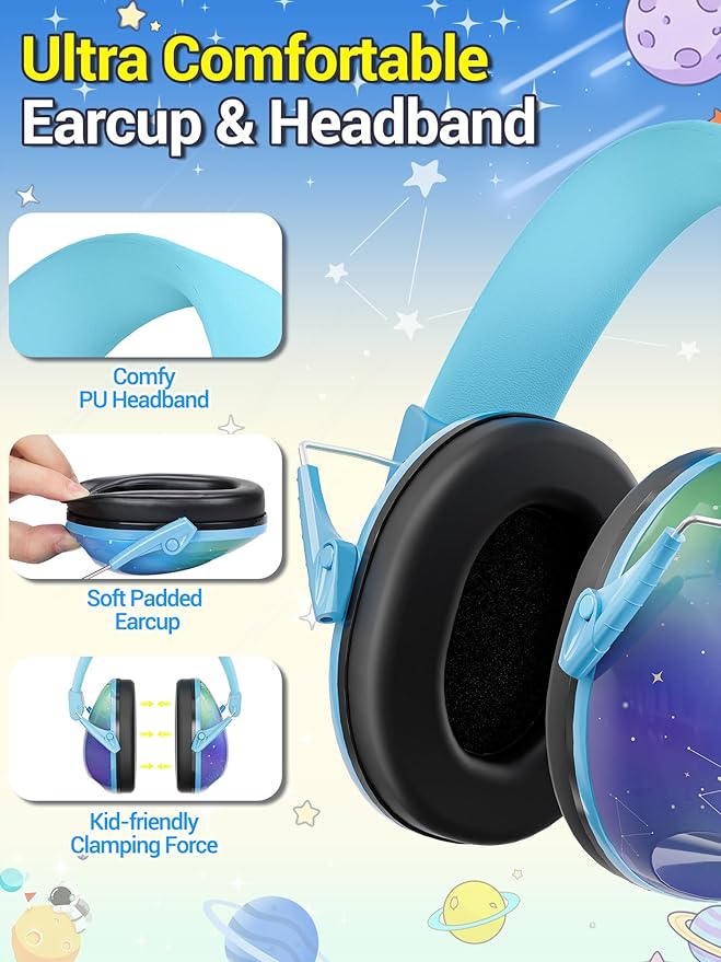 Kids Ear Protection for Monster Jam, 27.4dB Noise Cancelling Headphones for Kids Adults, Adjustable Ear Muffs for Noise Reduction for Austim, Fireworks, Concerts and Sports Events