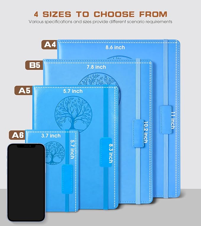 Biuwory Lined Journal Notebook for Women Men,256 Pages A4 Large Hardcover Leather Journals for Writing,Travel,Business,Work,School,College Ruled Notebooks for Note Taking, Diary Notepad 8.6"×11"
