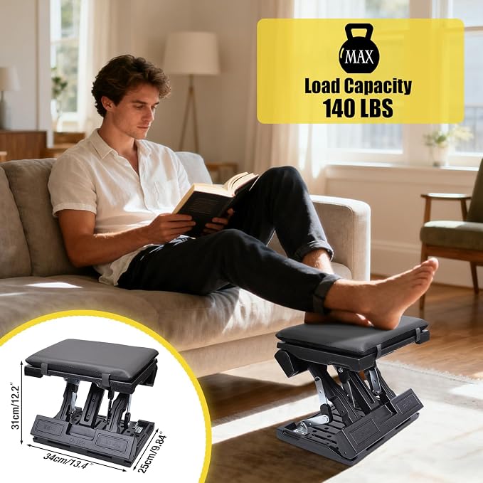 Foot Rest for Under Desk at Work Ergonomic Footrest with Adjustable Height and Angle, Foldable Foot Stool with Removable Pad Massage Beads for Office Gaming Chair Gray