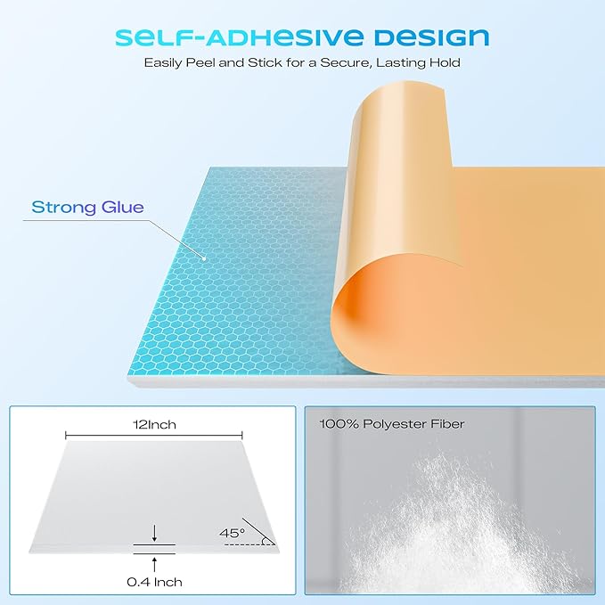 22 Pack Self-Adhesive Acoustic Panels, 12" X 12" X 0.4" High-Density Sound Proof Foam Panels for Walls, Soundproof Wall Panels for Home & Office (white)