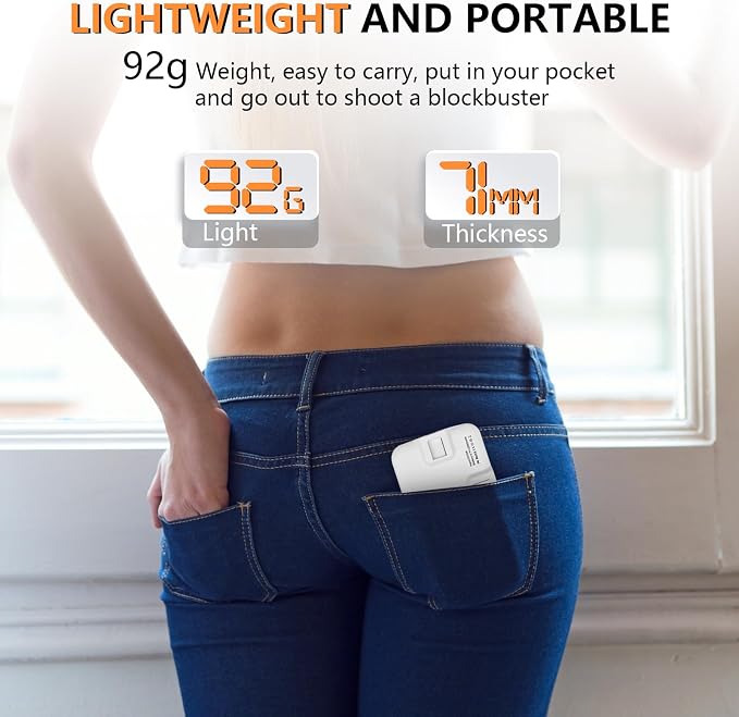 BANSINE Portable LED Photo Light - USB-Rechargeable, Up to 6500K Color Temperature for Selfie, Zoom Conference, Video, Makeup