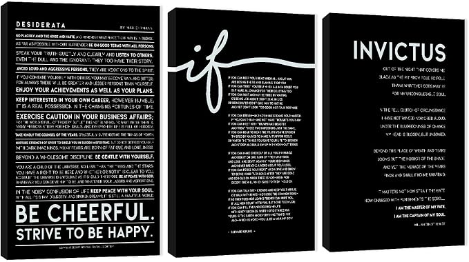 Office Wall Art by Three Panel Motivational Art, Inspirational Quote Canvas Prints, Positive Quote Words for Home Office, Entrepreneur Framed Posters 20”x30”x3Pcs