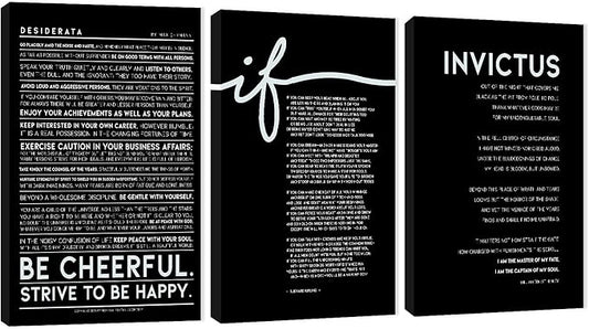3 Piece Inspirational Wall Art, Black Background Sayings Picture, Quotes Motivational Canvas Prints for Office Decor, Triptych Entrepreneur Painting Framed Artwork for Home Wall Decor (72"Wx36" H)