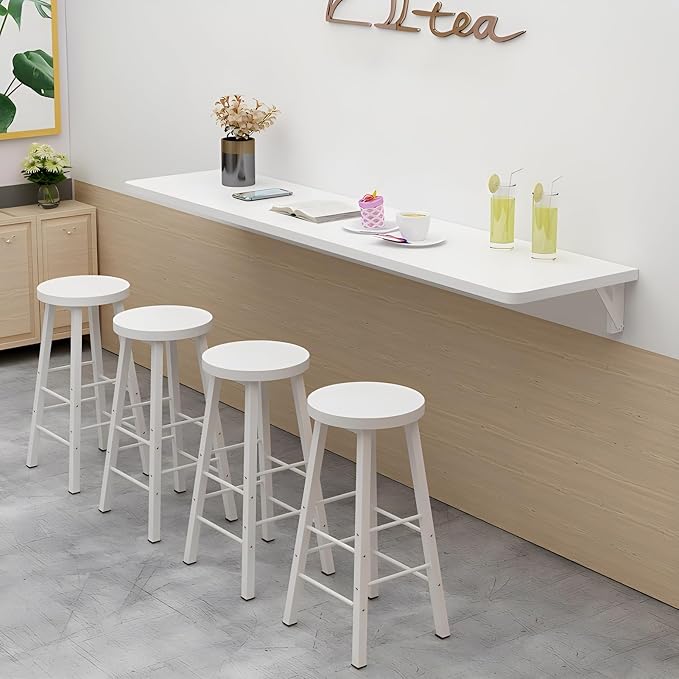 Wall Mounted Folding Table, 47.2" x 15.7" Long Floating Computer Desk for Home Office Laundry Dining Room Kitchen, Space Saving Wall Fold Down Multifunctional Table Station (White)