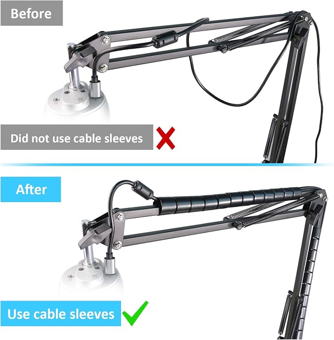 MXL 770 990 Microphone Stand with Pop Filter - Mic Suspension Boom Arm Stand with Windscreen, Cable Sleeve Compatible with MXL 770 990 Mics by YOUSHARES
