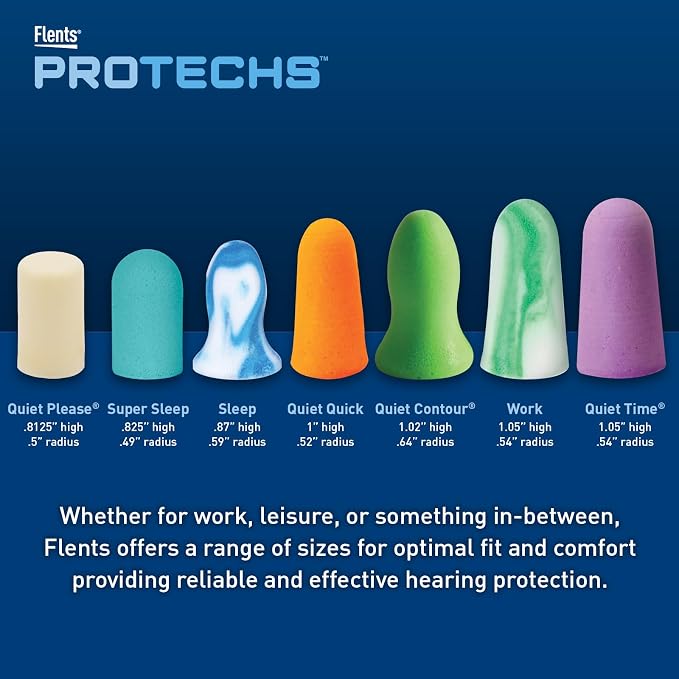 Flents Soft Foam Ear Plugs, 4 Pair with Convenient Travel Case, Comfortable Hearing Protection for Sleeping, Snoring, Studying, Travel, Concerts, and Work, 33 NRR, Orange, Made in The USA