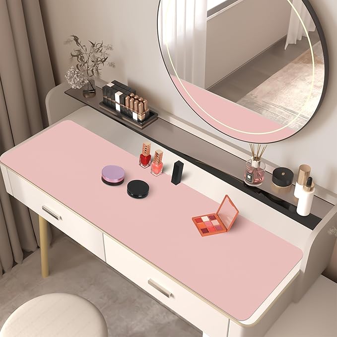 Leather Desk Pad Mat, Long Mouse Pads for Desks Non-Slip, Pink Desk Mat Large, Waterproof Computer Mat Desktop Protector for Office/Study/Home/Decor (47.2" x 16.9")