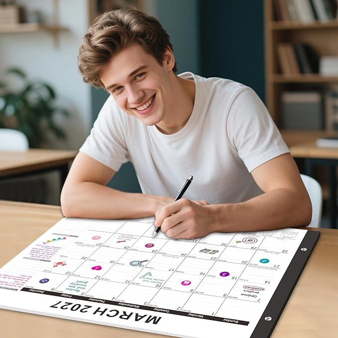Gannyfer Desk Calendar 2026-2027, Large Desk Calendar 22" x 17", Use July 2026 to December 2027, 18 Monthly Academic Desktop Calendar 2026 with To-Do List, Desk Calendar 2026 for Office, School, Home (6 Stickers)