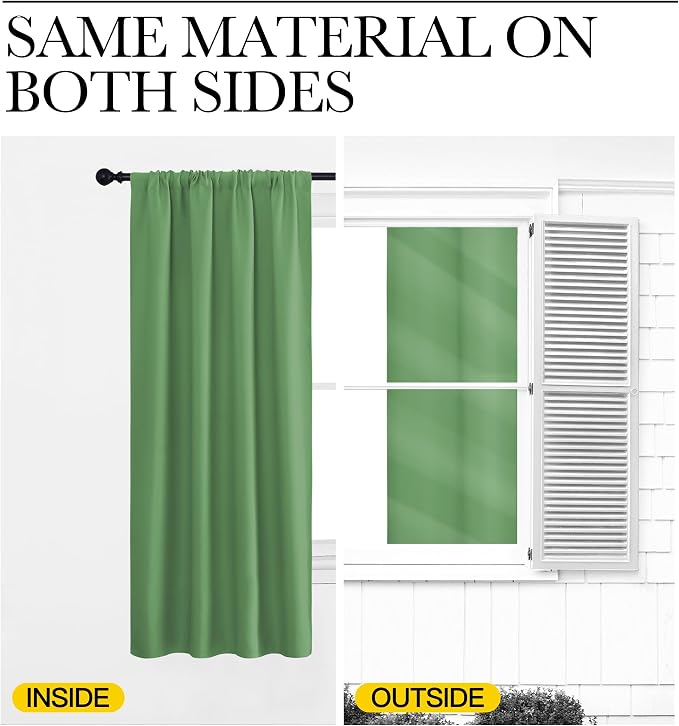 NICETOWN RV Blackout Curtains for Camper Windows, Froest Green, 42" x 36", Set of 2, Kitchen Curtains, Short Blackout Drapes, Thermal Insulated Rod Pocket Window Treatment Draperies for Nursery