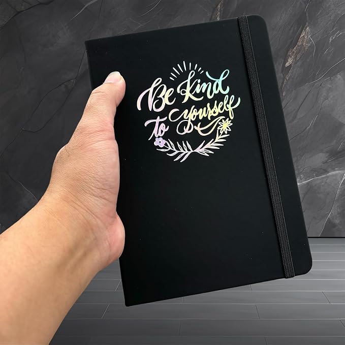 BUKE Dotted Notebook Journal 180GSM Bamboo Thick White Paper 160 Pages 5 * 5MM Dot Grid, Lay Flat Binding,Colored Silver Edges, Bookmarks and Expandable Back Pocket (BKP-8)