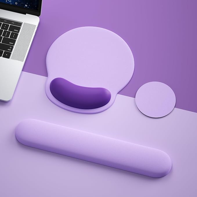 Mouse Pad with Keyboard Wrist Rest,Ergonomic Mouse Pad Wrist Support PU Base with Coaster,Mousepad with Nonslip Base for Computer Laptop Keyboard Home&Office