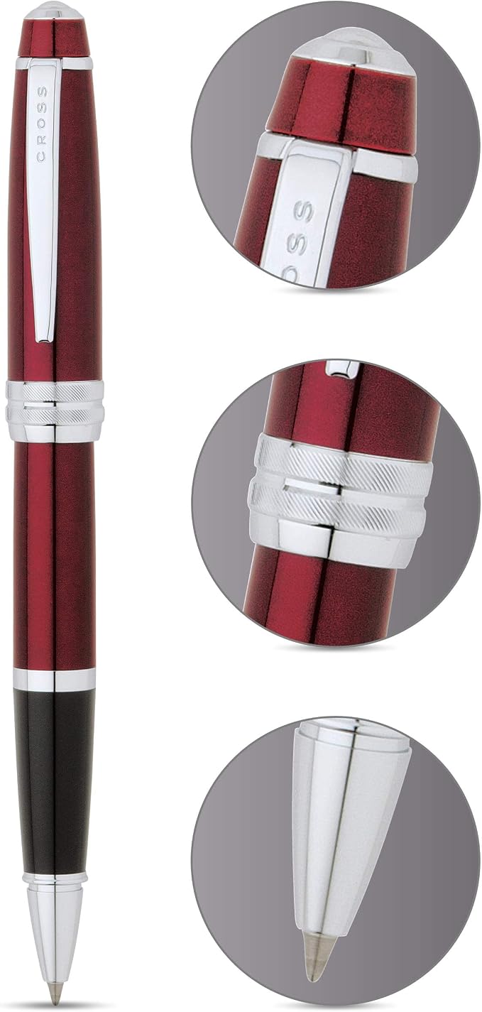 Cross Bailey Red Lacquer Rollerball Pen - Refillable Pen for Smooth Writing - Well-Balanced, Distinctive Design - Easy Handling - Comfortable Grip - Gift-Ready Black Ink