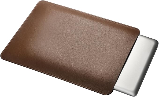 13/14/15-inch Faux Leather Laptop Sleeve | Compatible with MacBook Air/Pro, Dell XPS, Surface Pro & More | Ultra-Thin Design + Universal Fit (Dark Brown, 15 Inch Laptop)