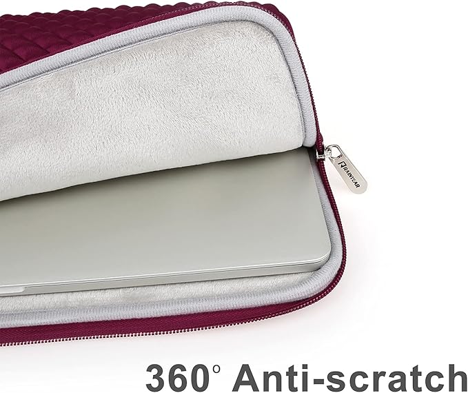 RAINYEAR 15 Inch Laptop Sleeve Diamond Foam Shock Resistant Padded Case Fluffy Lining Cover Carrying Bag Compatible with 15.4" MacBook Pro/Air, Surface Laptop 3/4 15", New XPS 15 Touch (Red)