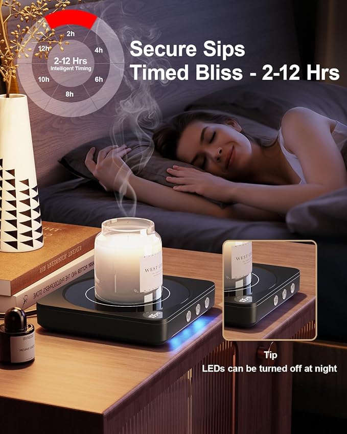 Mug Warmer - 36W Coffee Mug Warmer for Desk with Temperature Display, 2-12Hrs Auto Shut Off, Smart Candle Warmer - Ideal Coffee Gifts Accessories Keep Beverages Coffee Warmer