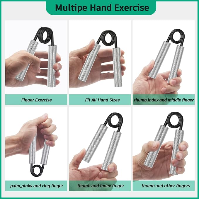 ZEAGUS Grip Strength Trainer 6 Pack,50LB-300LB Metal Hand Grip Strengthener,Non-Slip Heavy-Duty Forearm Exerciser,Hand Gripper for Muscle Building and Hand Rehabilitation Exercising