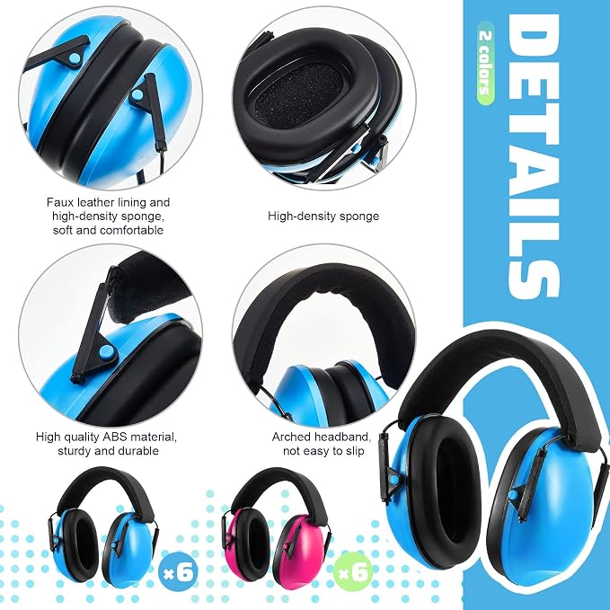 Amylove 12 Pcs Kids Ear Protection Noise Cancelling Headphones Ear Muffs Bulk 27db Adult Noise Reduction Hearing Earmuff(Universal Fit (kids & Adults),Fresh Style)