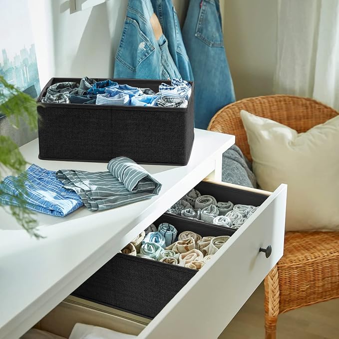 Drawer Organizer Clothes 12 Pack - Odorless Closet Organizers and Storage for Sock Underwear Bra - Dresser Organizador for Bedroom Organization -Nursery Drawer Divider Trays for Baby Clothes