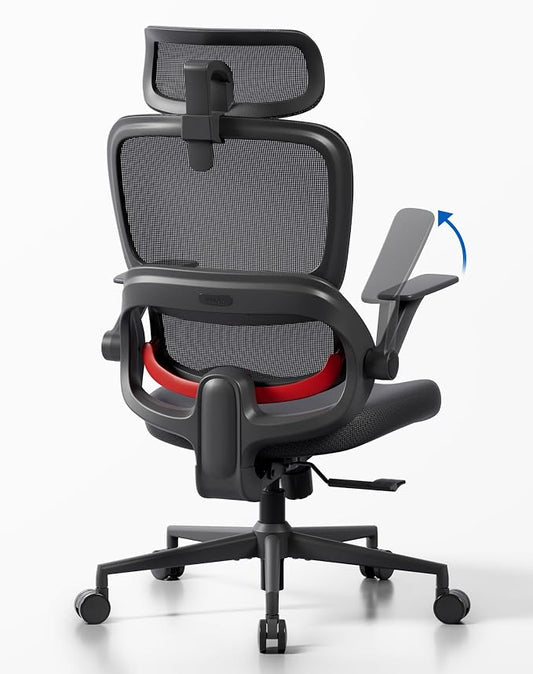 SIHOO B100 SE Office Chair, Soft Memory Foam Desk Chair with Adaptive Lumbar Support & 2D Flip-up Armrests, 135° tilt Computer Chair for Home Office, Black