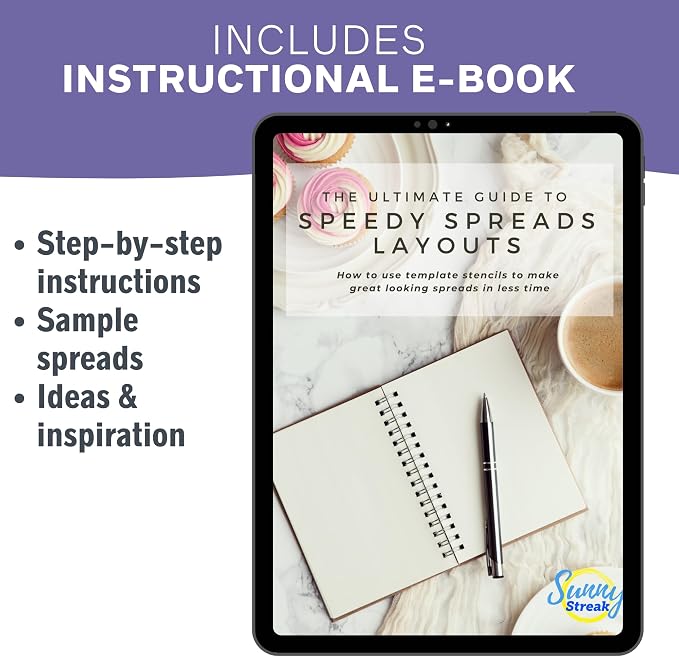 Speedy Spreads Journal Stencils (Weekly Layouts #2) - x6 Stencils for A5 Bullet Dot Grid Journal Notebook, Save Time on Full-Page Layouts, DIY Planner Templates for Productivity by Sunny Streak