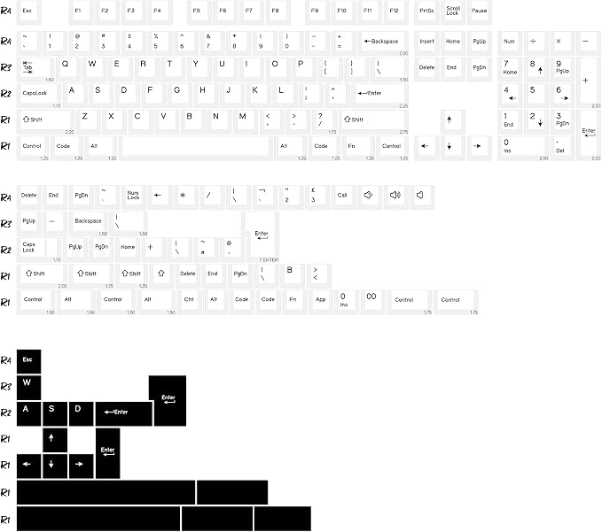 Bow PBT Double Shot Keycap Set,174 Keys White and Black Custom Key Cap Keycaps 60 Percent Cherry Profile Keycaps for 61/64/68/84/87/100/104/108 Mechanical Keyboard