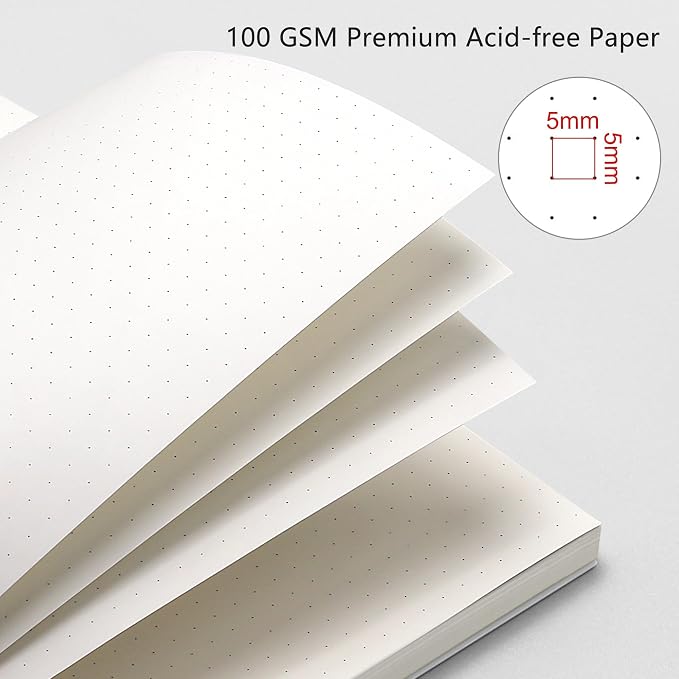 RETTACY Dotted Journal Notebook, 2-Pack, 160 Pages per Pack, B5 Medium Size (7.6'' × 10''), 100 GSM Thick Paper, Spiral-bound, Flexible Plastic Cover, for Journaling, Planning, Tracking