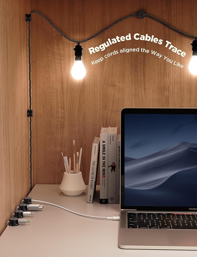 JOYROOM 9 Pack Magnetic Cable Clips, Cord Organizer Adhesive Wire Holder | Home Nightstand Office Desk Accessories, Car Wall Organization, Phone Charger Cord Holder Management, Cable Smooth Adjustable