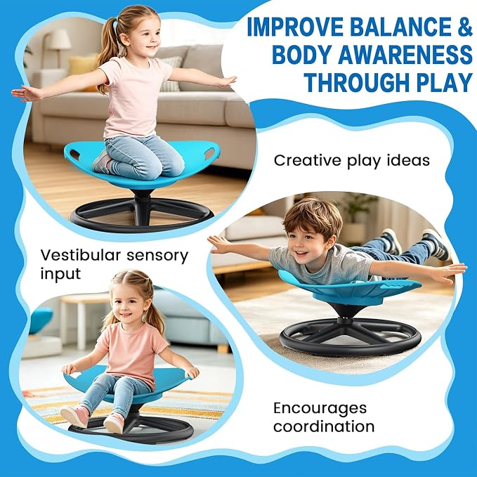 Spinning Chair for Autistic Kids Upgrade Handle Sensory Spinning Chair, 360° Silent Swivel Chair for Kids, Sensory Chair for ADHD Kids for Home & Classroom