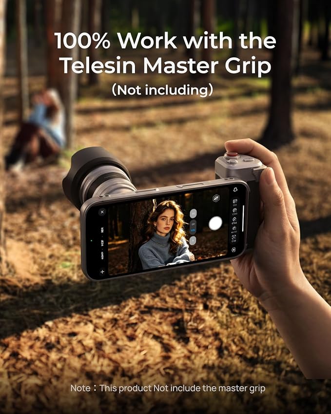 TELESIN 2X Telephoto Master Lens for iPhone 17 Pro Max with Hood, 105mm Authentic Portraits, 200mm Equivalent Optical Telephoto Extender, APP Pro EIS for Wildlife/Sports/Concert Portrait Photography