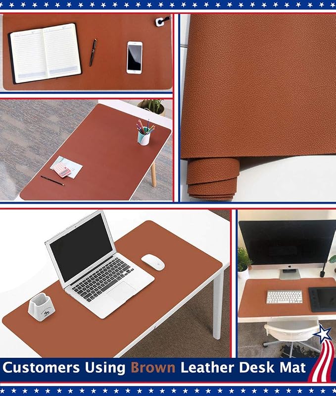 17 X 36 Inch Office Desk Pad Table Protector on Top of Desks PU Leather Desk Blotter Laptop Computer Gaming Under Keyboard Mouse Pad Waterproof Writing Mat Desktop Cover for Women Men Kids Girls Black