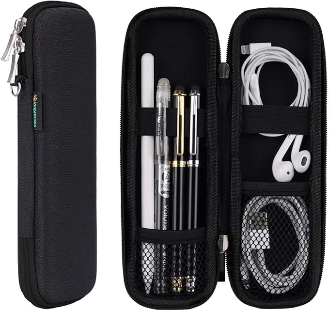 Small Pencil Case Holder for Pencils,Hard Pen Case for Executive Fountain Pens,Ballpoint Pens-Black