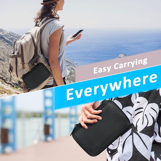 Shockproof Hard Shell Carrying Case for GPS, External Hard Drive, Power Bank, Charger, Cable, Heart Monitor, Cell Phone, Electronic Accessories - Larger Capacity Storage Pouch Travel Bag
