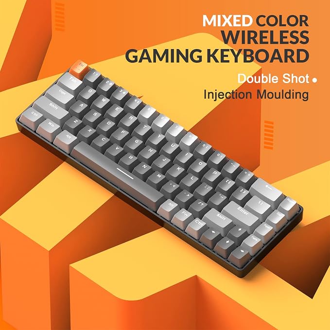 MAGIC-REFINER RK68 60% Wireless Mechanical Keyboard, Bluetooth 5.0/2.4GHz with Dual Mode 2-in-1 Receiver, Compact 68-Key Hot Swappable Gaming Keyboard, Linear Red Switch for PC Mac Xbox Smartphone