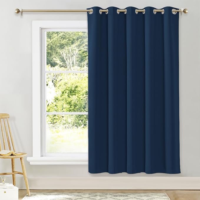 NICETOWN Blackout Wide Blinds for Sliding Door, Moroccan Blue, W70 x L72, 1 Panel, Insulated Noise Reduction Drapes, Privacy Vertical Curtain for Living Room&Bedroom