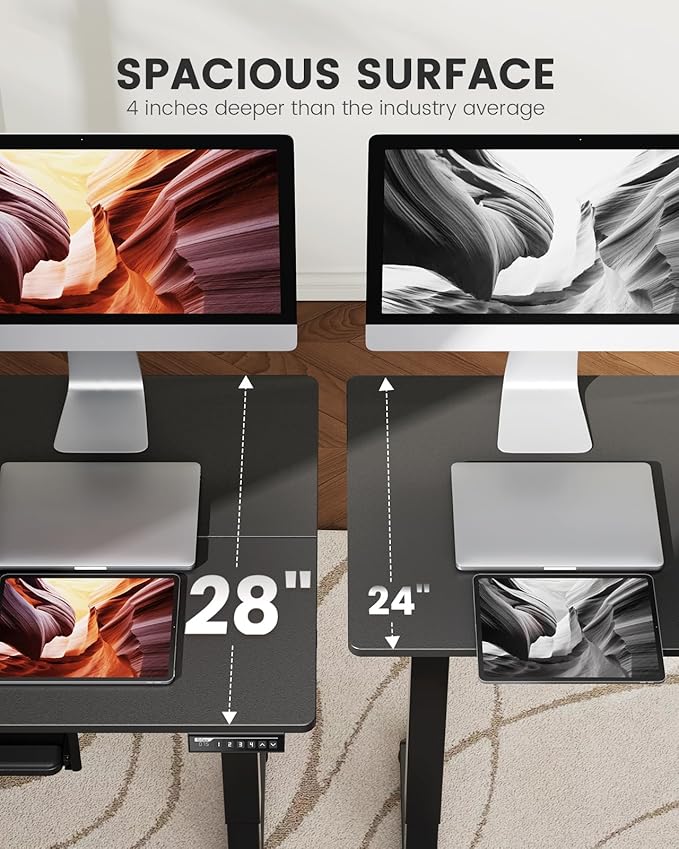ErGear Large Electric Standing Desk with Keyboard Tray, 63x28 Inches Adjustable Height Sit Stand Up Desk, Home Office Desk Computer Workstation, Black