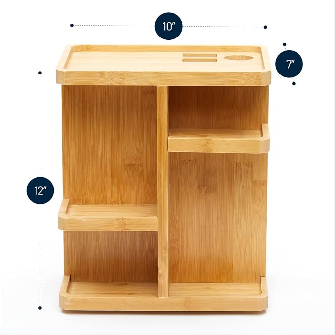 Bamboo 360 Degree Rotating 12 inches Makeup Organizer, Cosmetic Organizer | Multi-Function Storage for Makeup Desk, Bathroom, Bedroom, Closet, and Toiletries (Pack of 2)