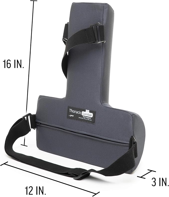 OPTP Thoracic Lumbar Back Support – Posture Support, 16"H x 12"W x 3"D | Full back and lumbar support for improved sitting posture, upper/lower back support for chair & car travel, Made in the USA