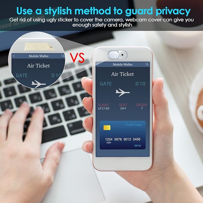 Webcam Cover, Camera Privacy Covers, 0.027 Inch Ultra Thin Camera Cover Slide Laptop Accessories for Laptop, PC, Tablet, iPhone, iPad, Mac, Protect Your Visual Privacy and Security (Silver-3 Pack)