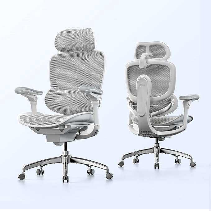 SIHOO Doro C300 Pro V2 Ergonomic Office Chair Without Footrest, Full-Body Adaptive Support, 8D Armrests & Breathable Mesh, Comfy High Back Computer Desk Chair for Long Hours, 135° Recline (White)