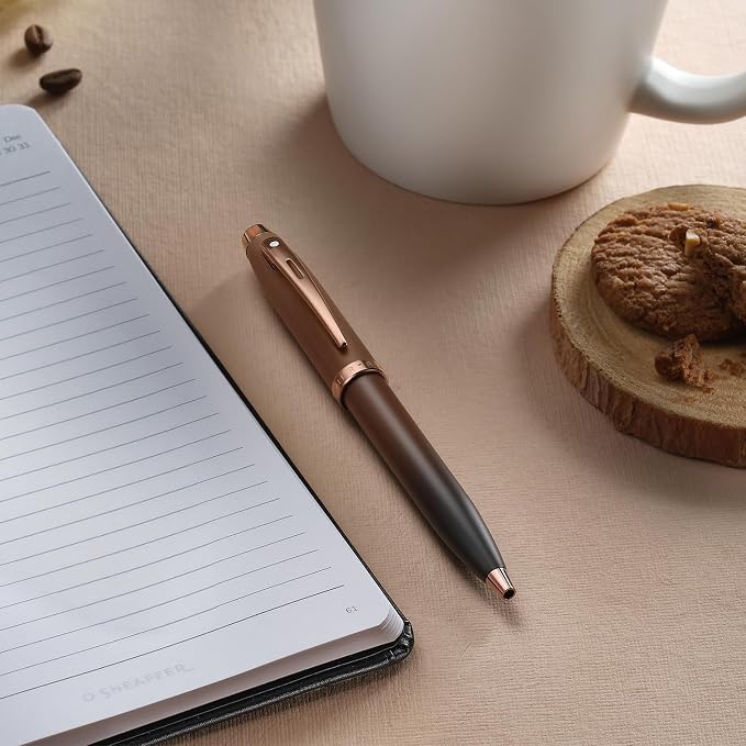 Sheaffer 100 9374 Coffee Edition Matt Brown Pen with Regal Brown PVD Signature Gold Trims (Ballpoint)