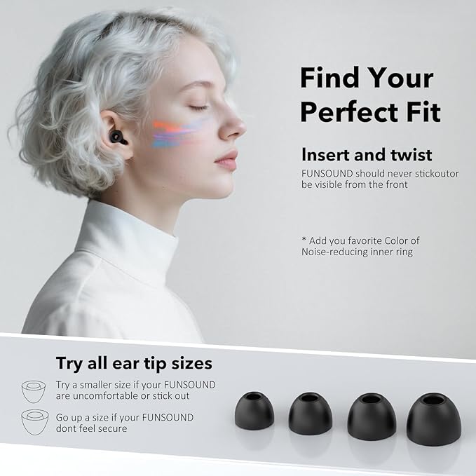 Ear Plugs for Sleeping Noise Cancelling -30dB,Reusable Ear Plugs for Sleeping,Travel,Hearing Protection Concert, 2-Pack Silicon EarPlugs with 8 Pairs EarTips for Noise Reduction (White & Black)