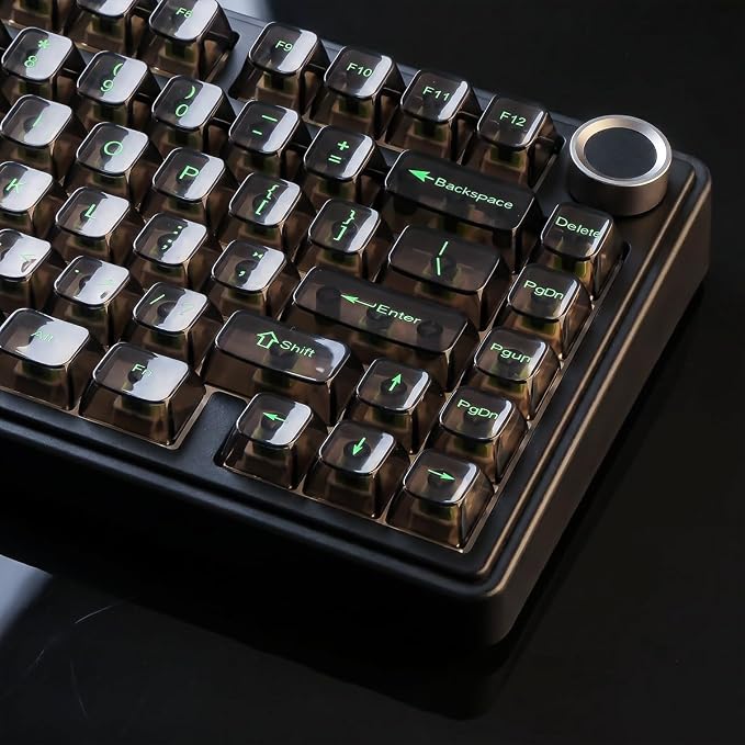 Sunzit Black Transparent Keycaps, OEM Profile Keycap Set, Custom Minimalist Style Keycaps, Fully Backlit Key Cap for MX Switches Mechanical Keyboard