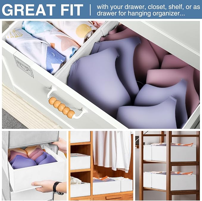 Drawer Organizer Clothes, 24 Pack Dresser Organizer Bins for Nursery Bedroom, Closet Organization and Storage Dividers for Clothing, Baby Clothes, Underwears, Socks (White)