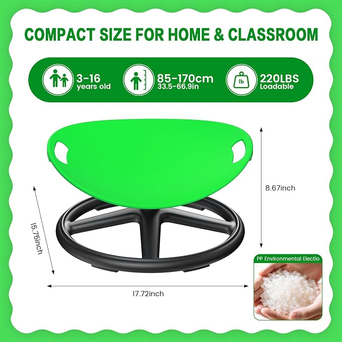 Spinning Chair for Autistic Kids Upgrade Handle Sensory Spinning Chair, 360° Silent Swivel Chair for Kids, Sensory Chair for ADHD Kids for Home & Classroom