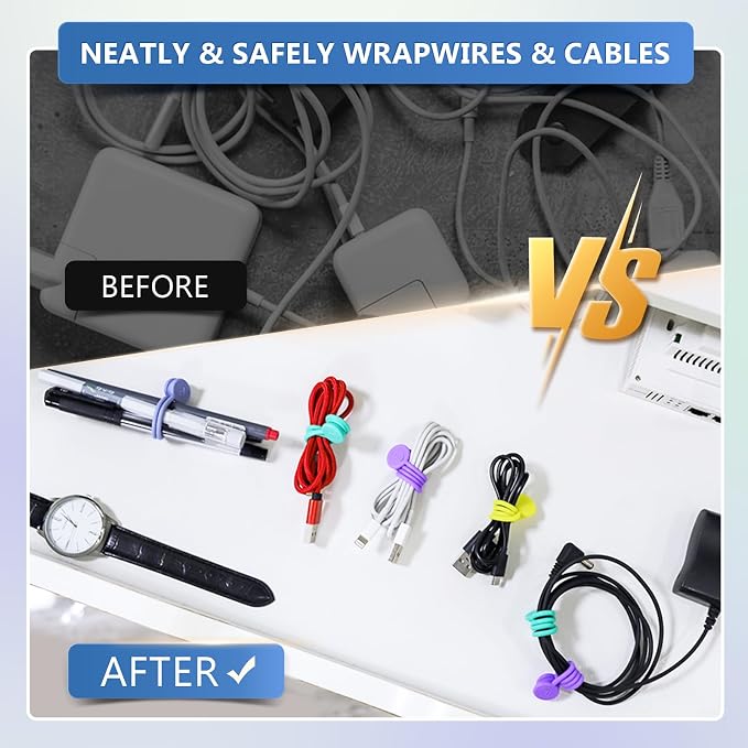 Magnetic Cable Ties – Reusable Silicone Magnetic Cord Organizers for Bundling, Fridge Clips, Book Markers & More – Assorted Colors for Efficient Cable Management (All Color, 12-Pack)