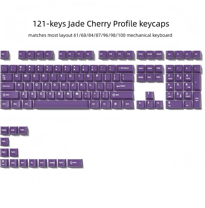 dagaladoo Purple Jade keycaps,Double Shot PBT keycaps Jelly Set,Ceramic Custom Keycap Translucent,Cherry Profile Key caps for 60%/65%/75%/TKL/96%/100% US Layout Mechanical Keyboard,121keys