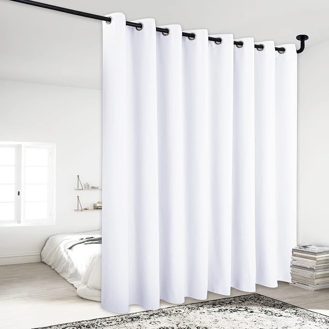 NICETOWN Patio Door Curtain Panel - (120 inches Wide, Pure White, 1 Piece) Nursery & Infant Care Drape, Extra Long 84 inches Length Curtain for Dining Room