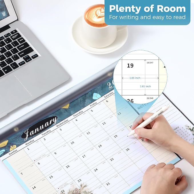 Desk Calendar 2026, 18 Months Calendar Runs from January 2026 to June 2027 Large 17 x 12 inch Desktop or Wall Monthly Calendar Planner for Home School or Office, Scenery