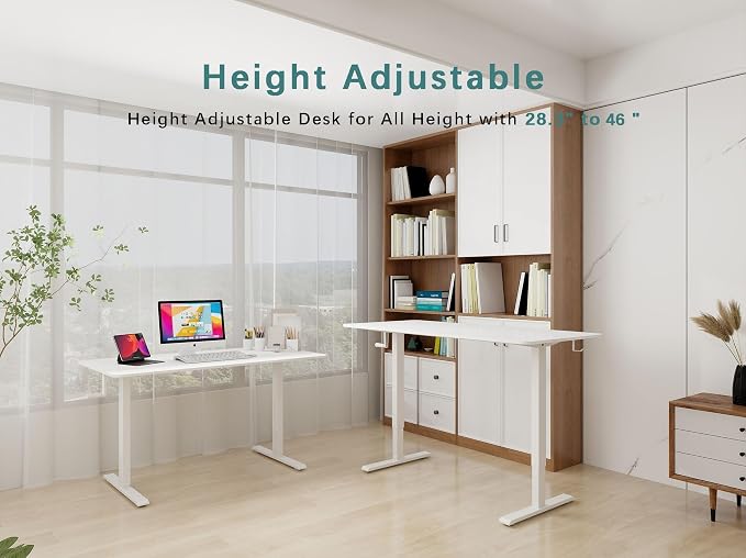 Whole Piece Manual Standing Desk Adjustable Height with Lockable Casters- Hand Crank Stand up Desk with Wheels, Mobile Sit to Stand Workstation with Handle