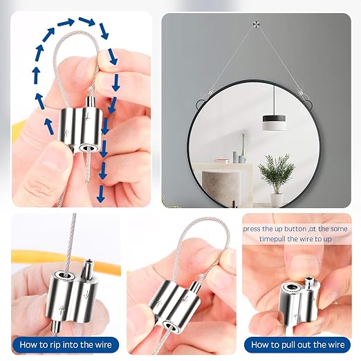 24 PCS Wire Clamp Tool Kit - 8 M2 Two-Way Wire Rope Cable Clips, 8 M3 Stainless Steel Thimbles, 8 M3 Aluminum Crimping Loop Sleeves for 1/16" Wire Rope Rigging, Tent Rope, Guard Railing for Outdoors